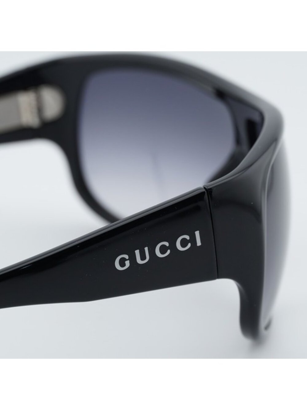 Gucci GG2168S 008 Sunglasses Shiny Black Shield Frame, Grey Gradient Lenses - Picture 5 of 10